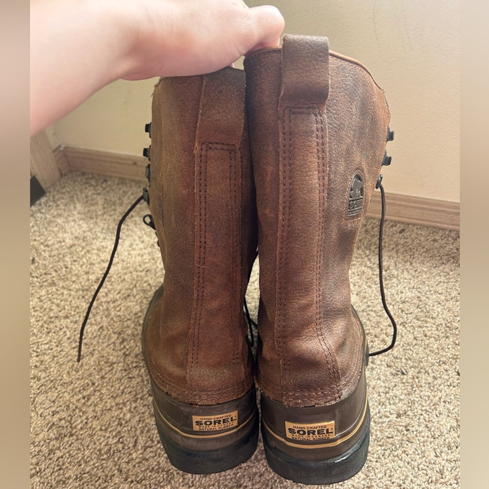 Sorel Boots Men's 11 Maverick Brown Leather Winter Waterproof Tall Duck Lace Up - Picture 8 of 14